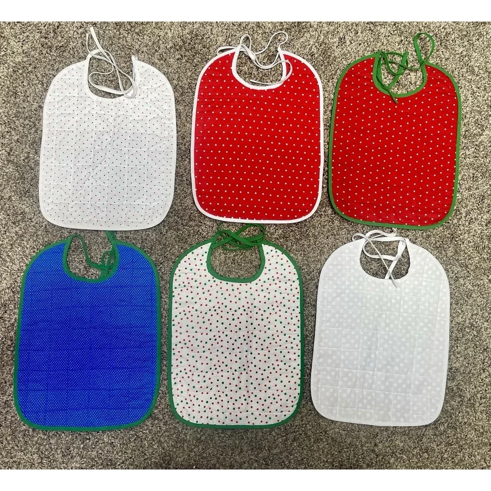 Lot Of 6 Quilted Handmade‎ Christmas Baby Bib  Large Size 12